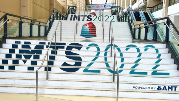 IMTS 2022 logo on some stairs