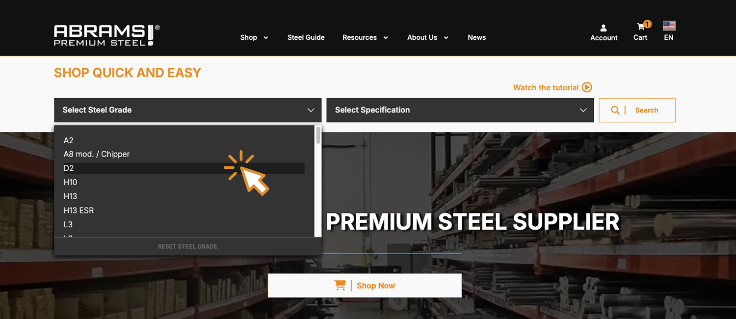 buy steel select the steel grade