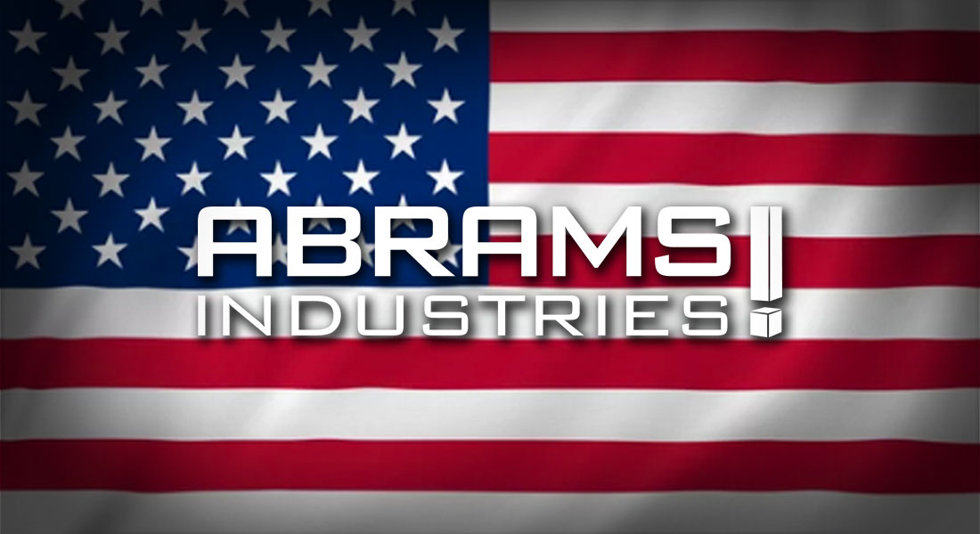 US flag with abrams industries logo on top