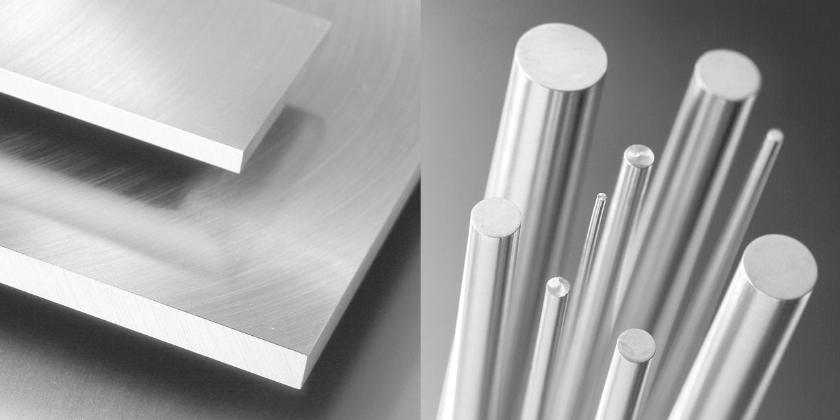 two images of flat and round aluminum